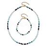 Natural White Jade & Amazonite & Apatite & Lapis Lazuli Round Beaded Necklaces and Bracelet Set SJEW-JS01382-2