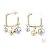 Two Tone Brass Round Ball Dangle Stud Earrings EJEW-N011-111-1