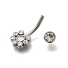 304 Stainless Steel Clear Cubic Zirconia Curved Barbell Belly Button Rings AJEW-D306-03P-06-3