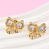 Bowknot 304 Stainless Steel Glass Stud Earrings EJEW-M105-02G-1