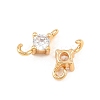 Brass Pave Clear Cubic Zirconia Flat Round Connector Charms KK-H538-21A-G-2