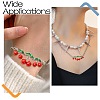 2Pcs Brass Red and Green Enamel Cherry Connector Charms KK-CJ0003-50-7