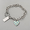Brass Enamel Heart Charm Bracelets BJEW-WH0012-53P-1