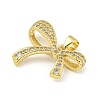 Bowknot Rack Plating Brass Clear Cubic Zirconia Pendants KK-Z053-14G-04-2