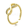 2Pcs 2 Styles Brass Micro Pave Clear Cubic Cuff Zirconia Rings for Women RJEW-S399-04G-6