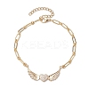 Heart Wings Brass Micro Pave Clear Cubic Zirconia Paperclip Chain Bracelet Sets BJEW-JB10483-3