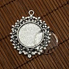 25mm Clear Domed Glass Cabochon Cover and Alloy Flower Blank Settings for DIY Portrait Pendant Making DIY-X0141-AS-NR-3