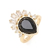 Brass with Natural Obsidian Finger Rings GG-CBACC2B-07G-09-4