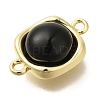 Brass Pave Black Glass Square Links Connector Charms KK-K388-20G-2