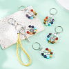 5Pcs 7 Chakra Gemstone Bead Pendant Keychain with Tibetan Style Alloy Charm KEYC-FH00032-4