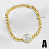 Duo Tone Brass Flat Round and Round Beaded Stretch Bracelets WGD7162-01-1