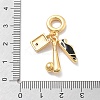 Brass Black Enamel Baseball Bat & Shoe & Passport European Dangle Charms KK-M305-12G-3