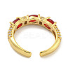 Oval Rack Plating Brass Micro Pave Cubic Zirconia Open Cuff Rings for Women RJEW-F162-05G-03-3