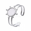 Non-Tarnish 304 Stainless Steel Open Cuff Finger Ring Cabochon Settings LS-STAS-T060-10P-3