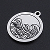 Non-Tarnish 201 Stainless Steel Etched Pendants LS-STAS-N090-JN800-2