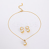 Round 304 Stainless Steel Hoop Earrings & Pendant Necklaces Sets BA0811-3-3