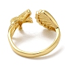 Starfish & Shell Shape Rack Plating Brass Open Cuff Finger Rings for Women RJEW-L123-010G-3