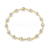 Brass Round Beaded Stretch Bracelets for Women Men BJEW-Z129-01GP-2