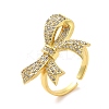 Brass Micro Pave Cubic Zirconia Cuff Rings RJEW-P102-02G-1