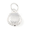 Fine Silver Sterling Silver Hollow Shell Shaped Charms with Jump Rings STER-R013-02S-1