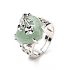 Natural Green Aventurine Adjustable Rings RJEW-P043-03P-15-4