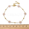 304 Stainless Steel & Synthetic Stone Daisy Flower Chain Anklets for Women LS-AJEW-B031-01G-02-5