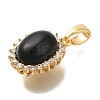 Brass Micro Pave Cubic Zirconia and Glass Pendants KK-K388-33G-2