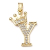 Rack Plating Brass Micro Pave Cubic Zirconia Pendants KK-D535-01Y-RS-1