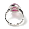 Natural Banded Agate Teardrop Adjustable Rings RJEW-K371-08S-11-4