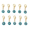 10Pcs Flat Round Handmade Evil Eye Lampwork Pendant Decorations HJEW-JM03489-02-2