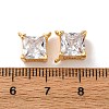 Brass Pave Clear Cubic Zirconia Square Charms KK-K382-49G-3