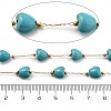 Synthetic Turquoise & 304 Stainless Steel Beads Link Chains CHS-K021-02G-3