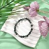 Natural Dioptase Round Beaded Stretch Bracelets BJEW-JB11195-02-2