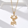 304 Stainless Steel Hollow Cut Yoga Om Lotus Flower Pendant Necklaces NJEW-Z073-02G-02-1