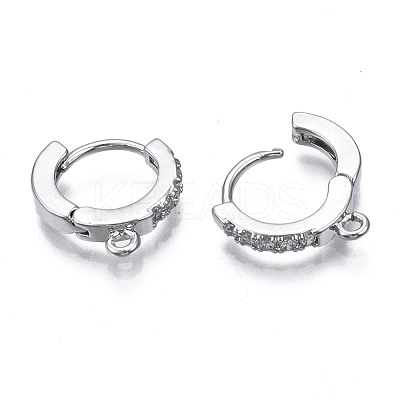 Brass Micro Pave Cubic Zirconia Huggie Hoop Earring Findings KK-T063-012P-NF-1