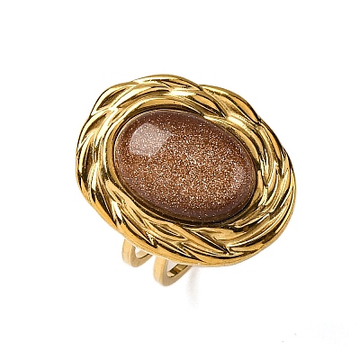 Oval Synthetic Goldstone Finger Rings RJEW-M063-01G-19-1