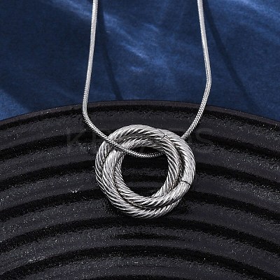 304 Stainless Steel Triple Circles Pendant Necklaces for Women NJEW-Z044-14P-1