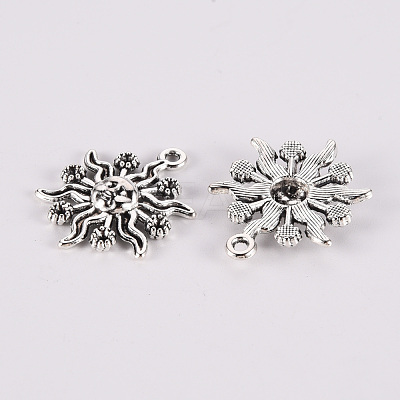 Tibetan Style Alloy Pendants Rhinestone Settings TIBE-N010-70AS-RS-1
