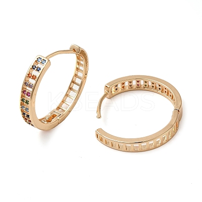 Brass Micro Pave Colorful Cubic Zirconia Hoop Earrings for Women EJEW-M238-26KCG-1