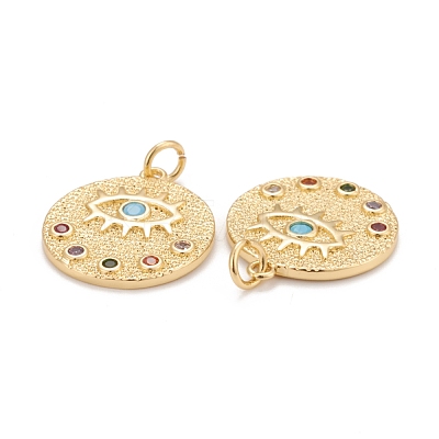 Brass Micro Pave Colorful Cubic Zirconia Pendants KK-Z023-10G-1