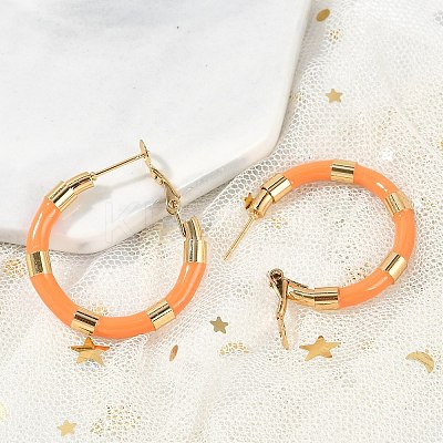 PVD Vacuum Plating 201 Stainless Steel Enamel Hoop Earrings for Women EJEW-B016-33H-1