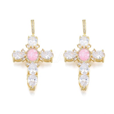 Brass Micro Pave Clear Cubic Zirconia Pendants KK-N227-108A-1