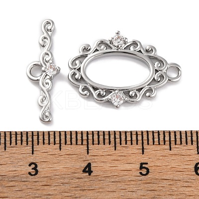 Brass Micro Pave Clear Cubic Zirconia Toggle Clasps KK-S403-17P-1