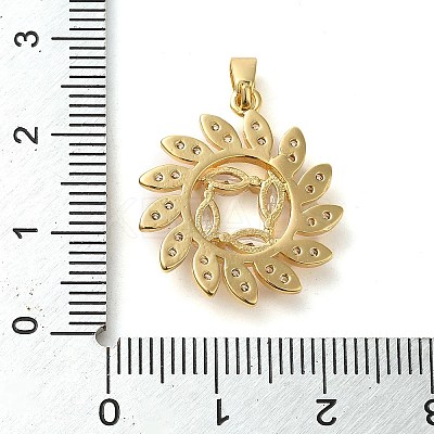Brass Micro Pave Clear Cubic Zirconia with Glass Pendants KK-G483-06G-1