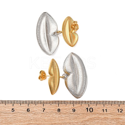 Two Tone Lip 304 Stainless Steel Dangle Stud Earrings EJEW-Z109-02GP-1