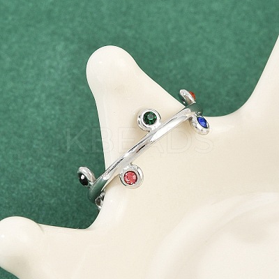 304 Stainless Steel Rhinetsone Open Cuff Rings for Women RJEW-K301-07P-1