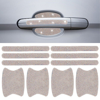10Pcs 2 Style Car Door Handle Bling Rhinestones Stickers AJEW-GF0007-36-1