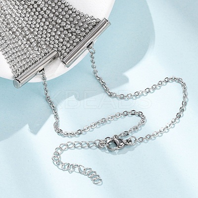 304 Stainless Steel Ball Chain Multi Layered Necklaces for Women NJEW-G194-02P-1