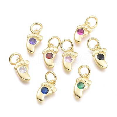 Brass Micro Pave Cubic Zirconia Pendants KK-P187-08-G-1
