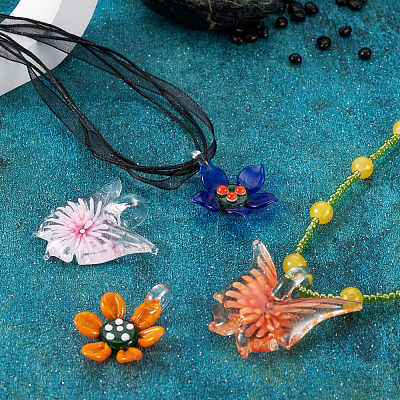 DIY Flower and Butterfly Necklace Making Kit DIY-KS0001-34-1